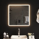 vidaXL Καθρέφτης Μπάνιου με LED 60 x 60 εκ. 60 x 60 cm Διαφανές