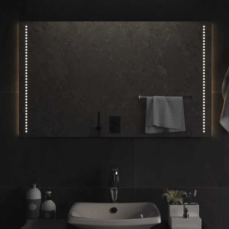 vidaXL Καθρέφτης Μπάνιου με LED 100x60 εκ. 100 x 60 cm Διαφανές
