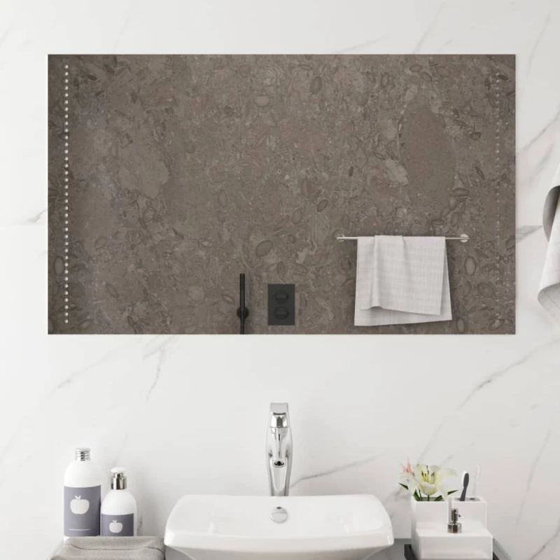vidaXL Καθρέφτης Μπάνιου με LED 100x60 εκ. 100 x 60 cm Διαφανές