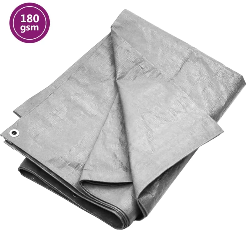 vidaXL Μουσαμάς Γκρι 180 γρ./μ.² 8 x 12 μ. από HDPE 8 x 12 m Γκρι