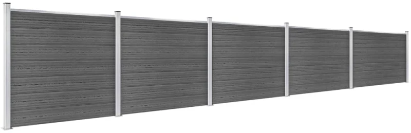 vidaXL Σετ Πάνελ Περίφραξης Μαύρο 872 x 146 εκ. από WPC 872 x 146 cm Μαύρο