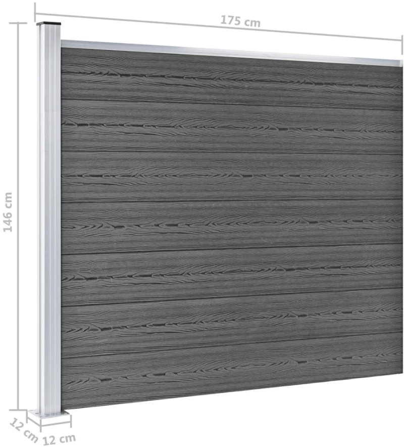 vidaXL Σετ Πάνελ Περίφραξης Μαύρο 872 x 146 εκ. από WPC 872 x 146 cm Μαύρο
