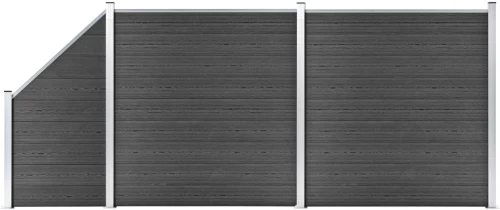 vidaXL Σετ Πάνελ Περίφραξης Μαύρο 446 x (105-186) εκ. από WPC N/A Μαύρο