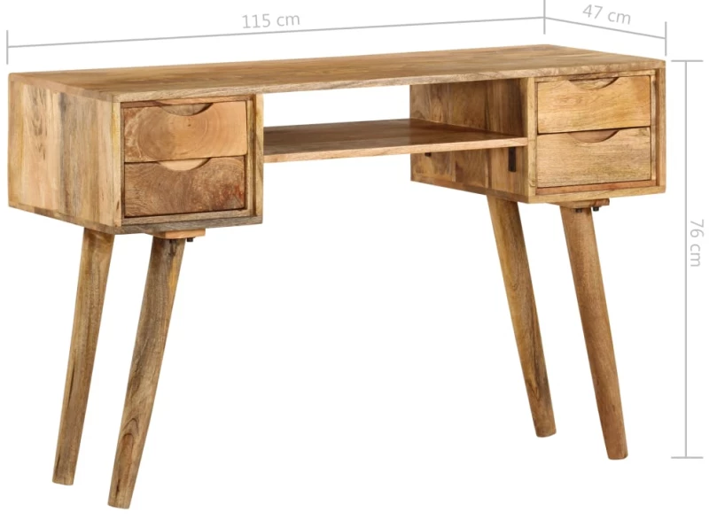vidaXL Γραφείο 115 x 47 x 76 εκ. από Μασίφ Ξύλο Μάνγκο  Καφέ