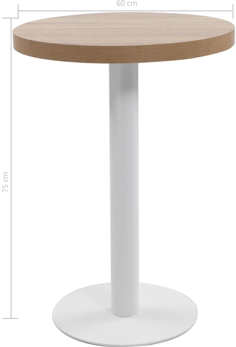 vidaXL Τραπέζι Bistro Ανοιχτό Καφέ 60 εκ. από MDF 60 x 75 cm Καφέ