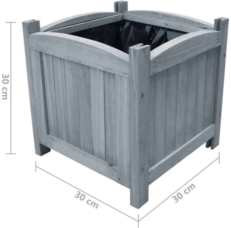 vidaXL Ζαρντινιέρες Υπερυψωμένες 2 τεμ. 30x30x30 εκ. Μασίφ Ξύλο Ελάτης N/A Γκρι