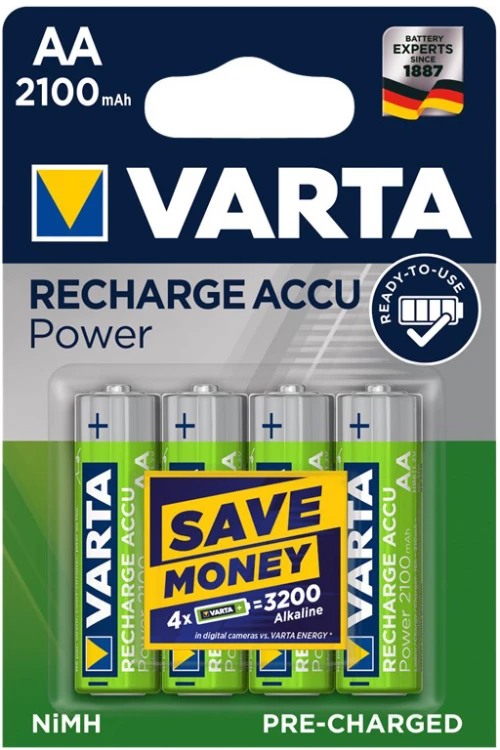 VARTA Power επαναφορτιζόμενη μπαταρία 43462, 2100mAh AA HR6 Mignon, 4τμχ