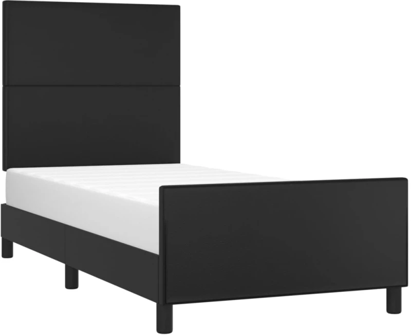 vidaXL Πλαίσιο Κρεβατιού με Κεφαλάρι Μαύρο90x200εκ. από ΣυνθετικόΔέρμα 90 x 200 cm Μαύρο