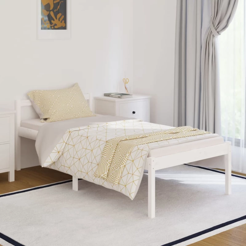 vidaXL Πλαίσιο Κρεβατιού Λευκό 90x190 εκ. Μασίφ Ξύλο Πεύκου 3FT Single 3FT Single Λευκό