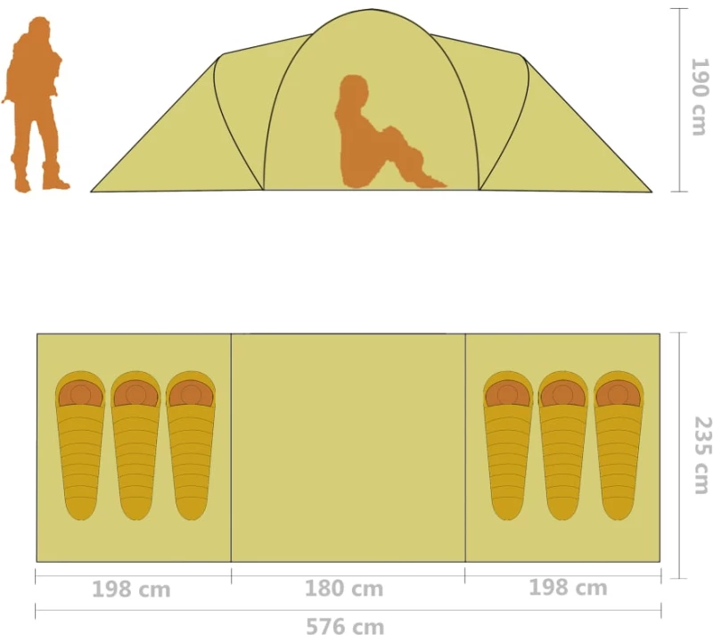 vidaXL Σκηνή Camping 6 Ατόμων Μπλε / Κίτρινο N/A Μπλε