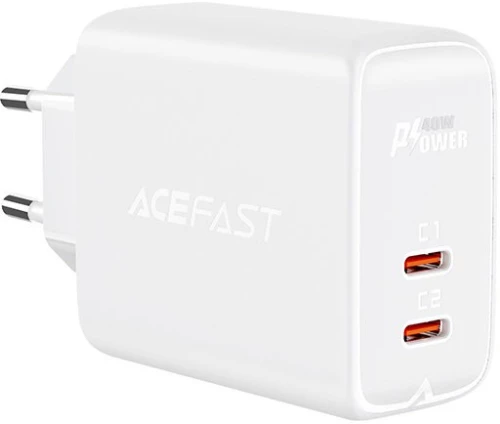 Φορτιστής Ταξιδίου Acefast A9 Fast Charging USB-C QC3.0 / QC2.0 PD40W Λευκός