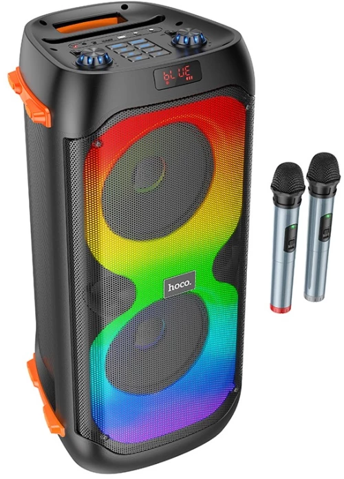 Φορητό Ηχείο Wireless Hoco BS53 Manhattan Μαύρο BT V5.1 2x20W 3600mAh USB 3.5mm FM με 2 Ασύρματα Μικρόφωνα