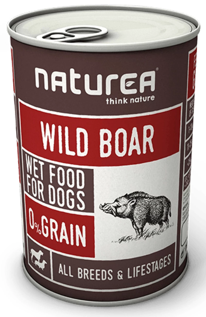 Υγρή τροφή Naturea 89% κρέας 400gr με Αγριόχοιρο