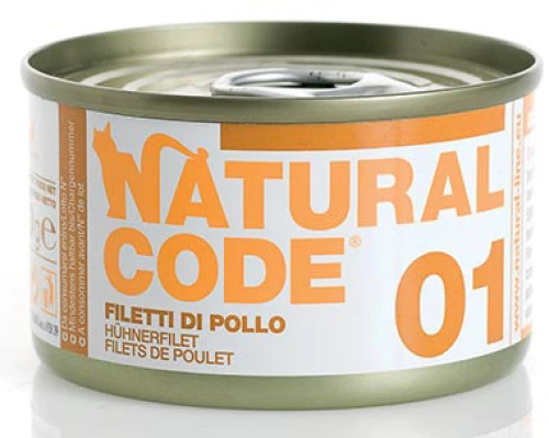 Υγρή Τροφή - Κονσέρβα Γάτας Natural Code 01 Adult Chicken Fillet 24x 85gr