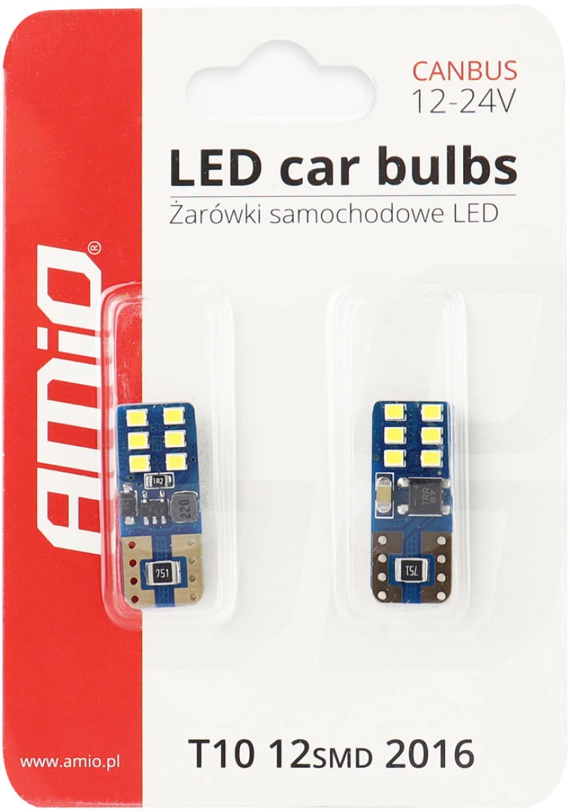 AMIO T10 12V W2,1x9,5d ΛΕΥΚΟ 5.600K 12SMDx2016 AMIO - 2 ΤΕΜ. 01638/AM