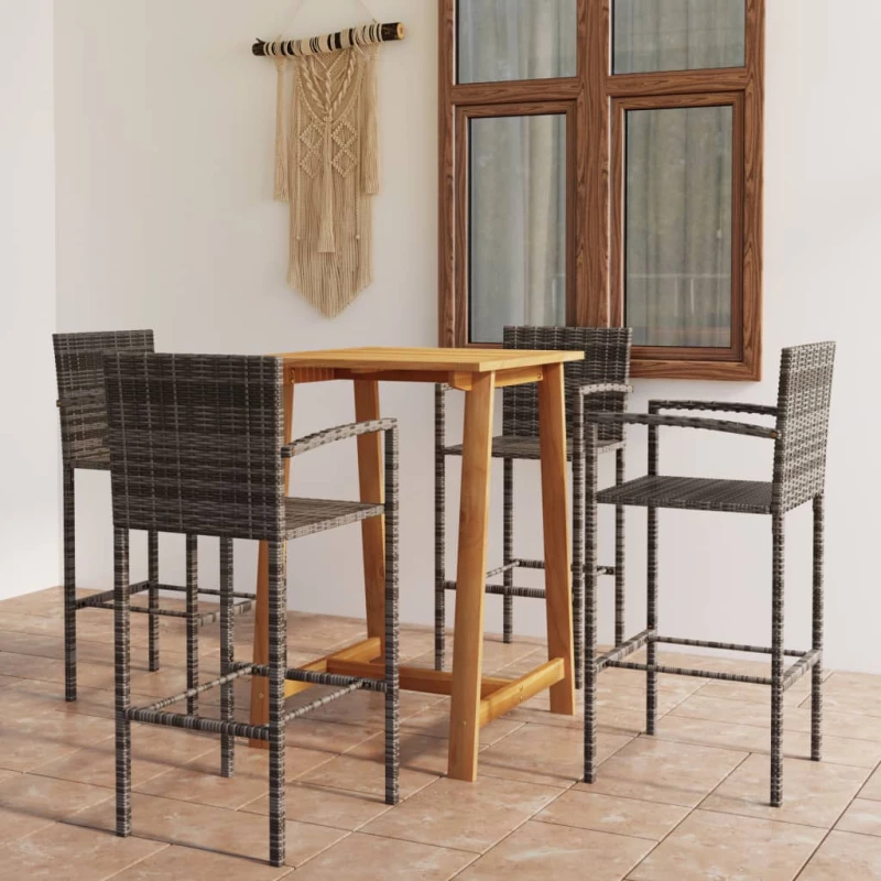 vidaXL Σετ Επίπλων Μπαρ Κήπου 5 Τεμαχίων Γκρι N/A Γκρι