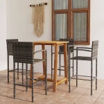 vidaXL Σετ Επίπλων Μπαρ Κήπου 5 Τεμαχίων Γκρι N/A Γκρι