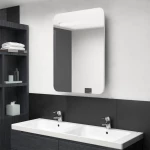vidaXL Καθρέφτης Μπάνιου με Ντουλάπι & LED Λαμπερό Λευκό 60x11x80 εκ. N/A Λευκό