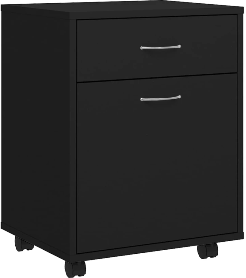 vidaXL Ντουλάπι Τροχηλάτο Μαύρο 45 x 38 x 54 εκ. από Μοριοσανίδα N/A Μαύρο