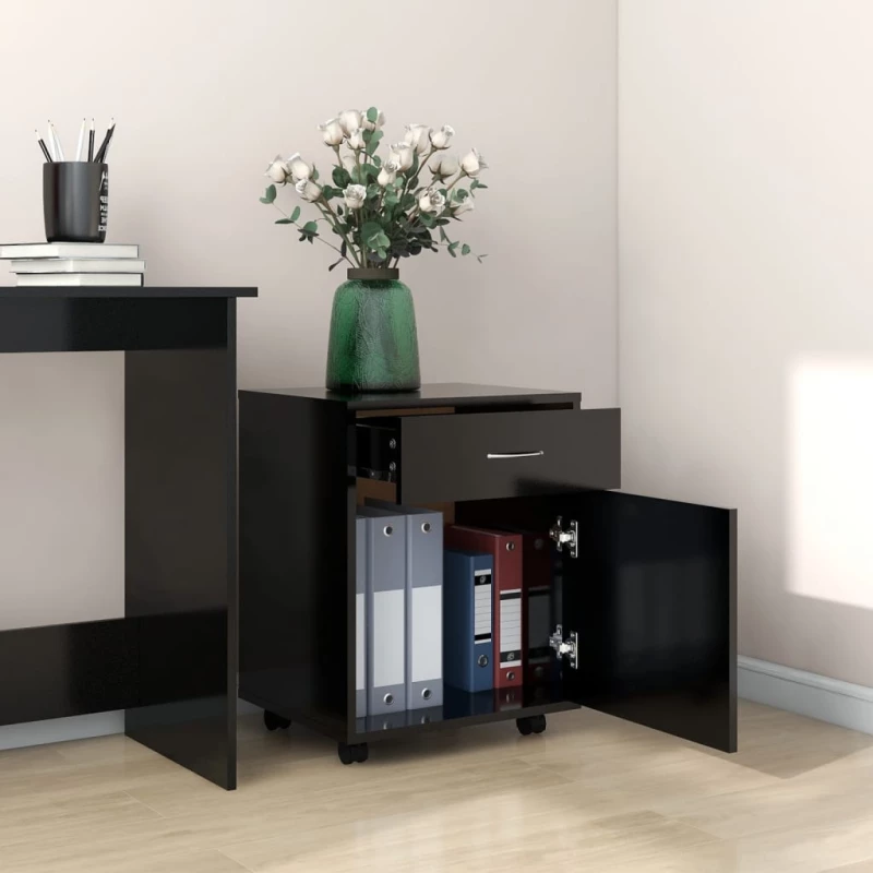 vidaXL Ντουλάπι Τροχηλάτο Μαύρο 45 x 38 x 54 εκ. από Μοριοσανίδα N/A Μαύρο