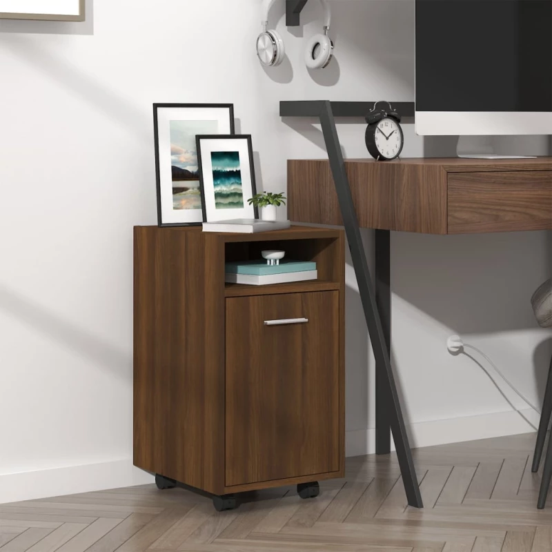 vidaXL Ντουλάπι με Ροδάκια Καφέ Δρυς 33x38x60 εκ. Επεξεργασμένο ξύλο N/A Καφέ