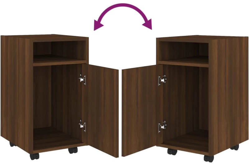 vidaXL Ντουλάπι με Ροδάκια Καφέ Δρυς 33x38x60 εκ. Επεξεργασμένο ξύλο N/A Καφέ
