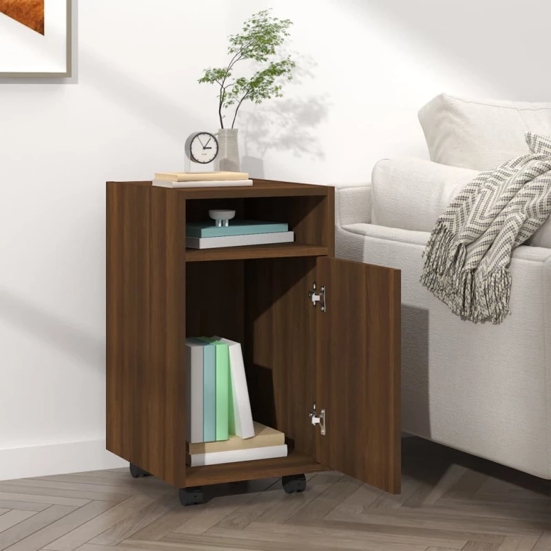 vidaXL Ντουλάπι με Ροδάκια Καφέ Δρυς 33x38x60 εκ. Επεξεργασμένο ξύλο N/A Καφέ
