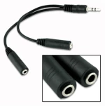 POWERTECH Καλώδιο 3.5mm (M) σε 2x 3.5mm (F) CAB-J011, μαύρο, 0.2m
