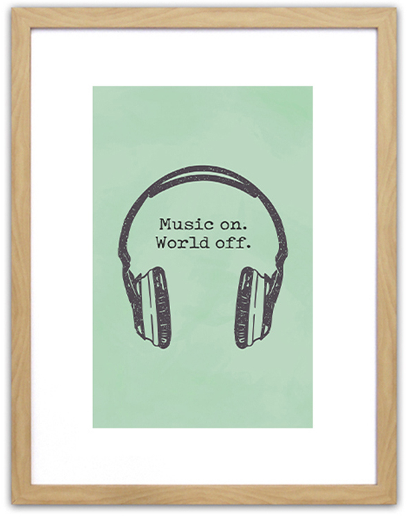 Πίνακας Σε Κορνίζα Πλαστικό 'Music On. World Off.' 35x45x1.8cm