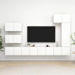 vidaXL Έπιπλα Τηλεόρασης Σετ 8 Τεμαχίων Λευκό από Μοριοσανίδα 60 x 30 x 30 cm Λευκό