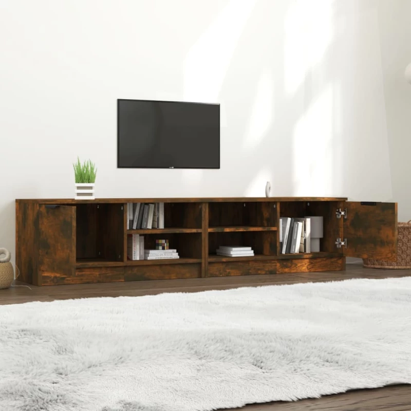 vidaXL Έπιπλα Τηλεόρασης 2 τεμ. Καπνιστή Δρυς 80x35x36,5 εκ Επεξ. Ξύλο N/A Καφέ