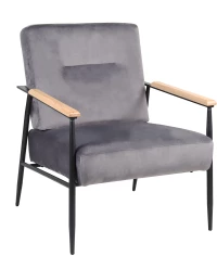 Πολυθρόνα ISILEE Γκρι Βελούδο/Μέταλλο/Ξύλο 76x66x87cm