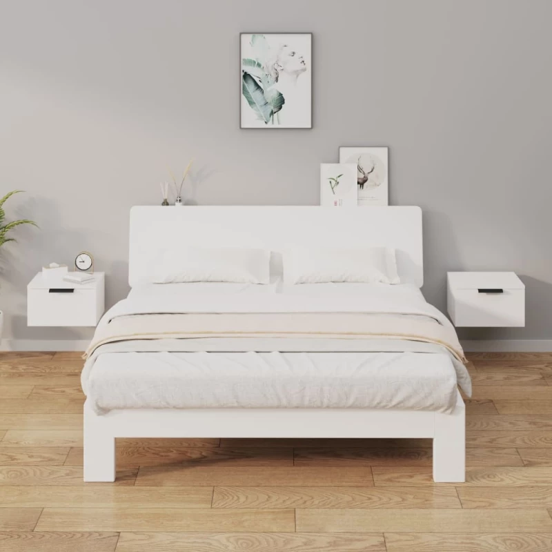 vidaXL Κομοδίνα Επιτοίχια 2 τεμ. Λευκά 34 x 30 x 20 εκ. N/A Λευκό