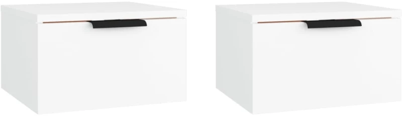 vidaXL Κομοδίνα Επιτοίχια 2 τεμ. Λευκά 34 x 30 x 20 εκ. N/A Λευκό