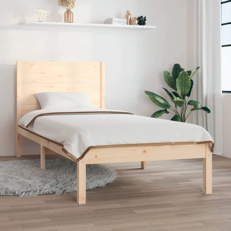 vidaXL Πλαίσιο Κρεβατιού 90 x 200 εκ. από Μασίφ Ξύλο Πεύκου 90 x 200 cm Καφέ