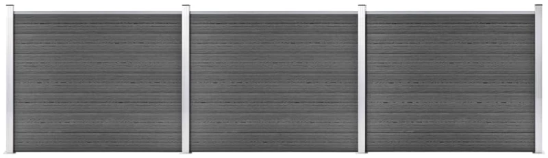 vidaXL Σετ Πάνελ Περίφραξης Μαύρο 526 x 146 εκ. από WPC 526 x 146 cm Μαύρο