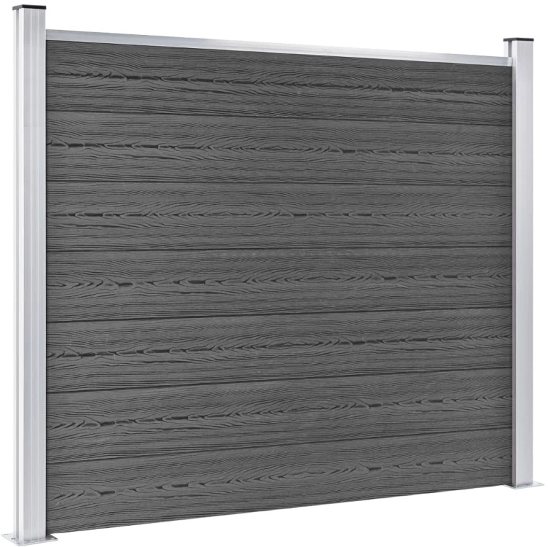 vidaXL Σετ Πάνελ Περίφραξης Μαύρο 526 x 146 εκ. από WPC 526 x 146 cm Μαύρο