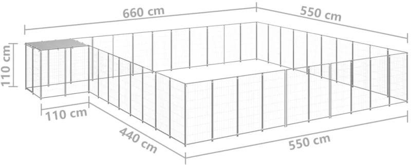 vidaXL Σπιτάκι Σκύλου Ασημί 31,46 μ² Ατσάλινο 31.46 m² Ασήμι