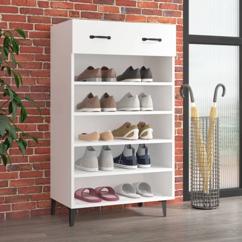 vidaXL Παπουτσοθήκη Λευκή 60 x 35 x 105 εκ. από Επεξεργασμένο Ξύλο N/A Λευκό