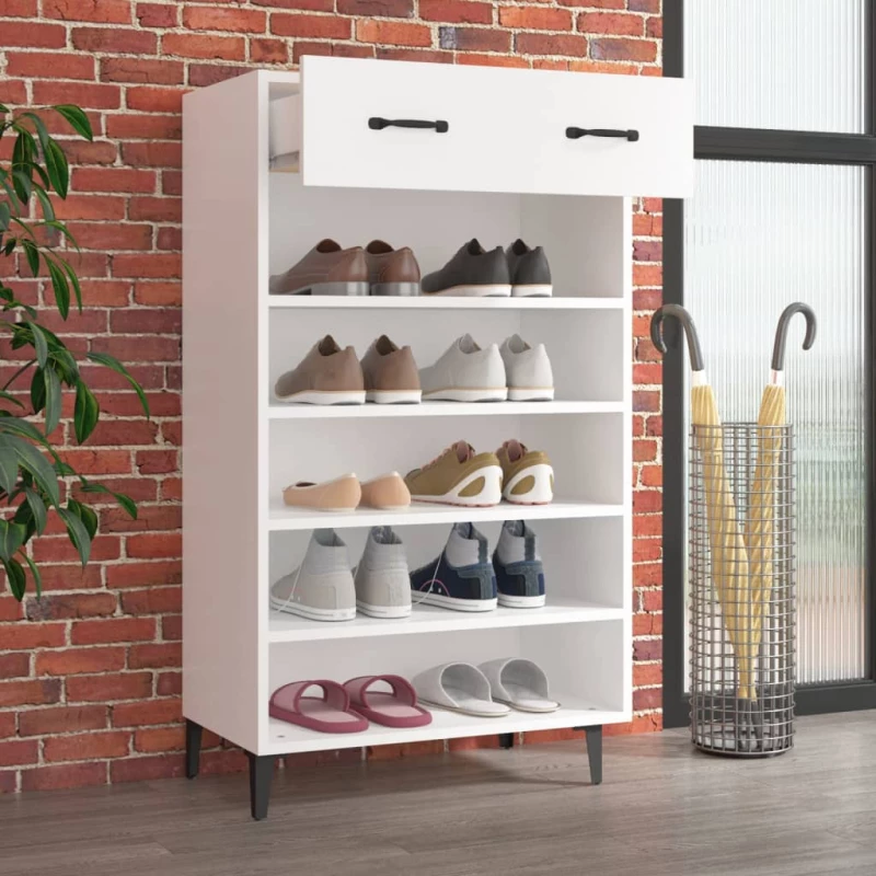 vidaXL Παπουτσοθήκη Λευκή 60 x 35 x 105 εκ. από Επεξεργασμένο Ξύλο N/A Λευκό