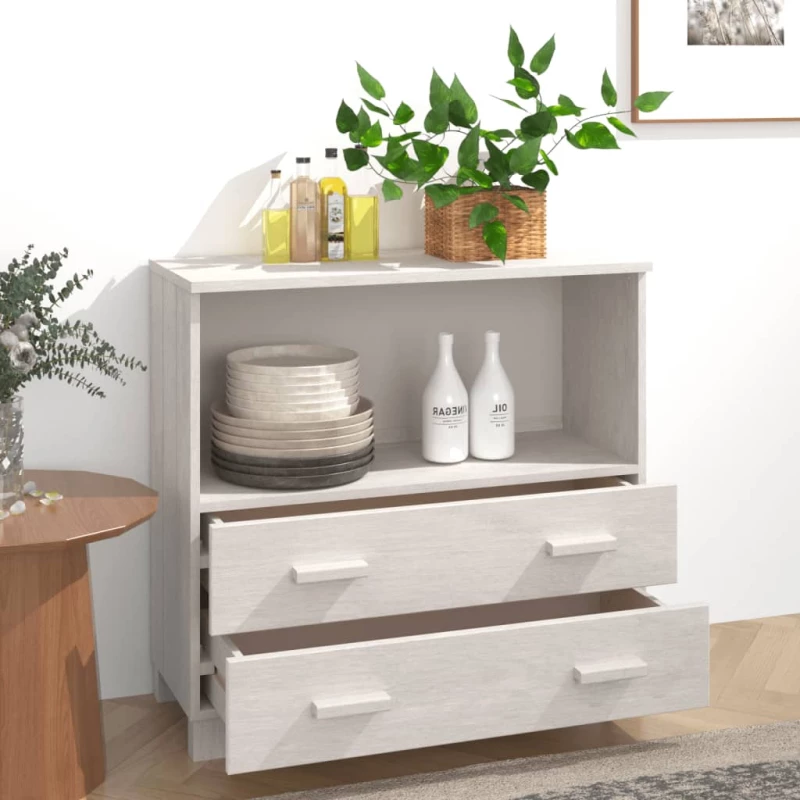 vidaXL Ντουλάπι Λευκό 85 x 35 x 80 εκ. από Μασίφ Ξύλο Πεύκου N/A Λευκό