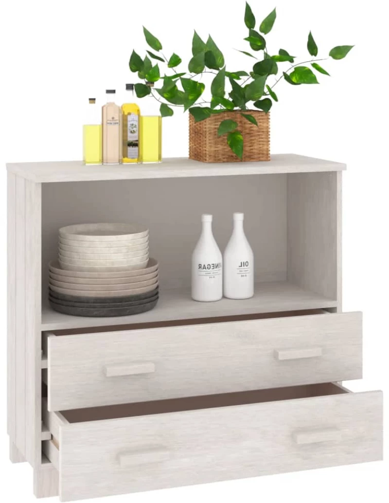 vidaXL Ντουλάπι Λευκό 85 x 35 x 80 εκ. από Μασίφ Ξύλο Πεύκου N/A Λευκό