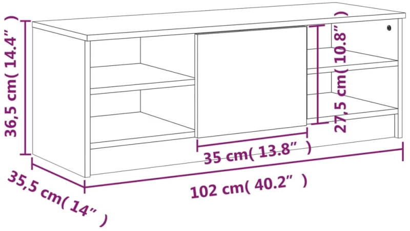 vidaXL Έπιπλο Τηλεόρασης ΓκριSonoma102x35,5x36,5εκ. Επεξεργασμένο Ξύλο N/A Γκρι