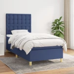 vidaXL Κρεβάτι Boxspring με Στρώμα Μπλε 90x190 εκ.Υφασμάτινο 90 x 190 cm Μπλε