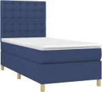 vidaXL Κρεβάτι Boxspring με Στρώμα Μπλε 90x190 εκ.Υφασμάτινο 90 x 190 cm Μπλε