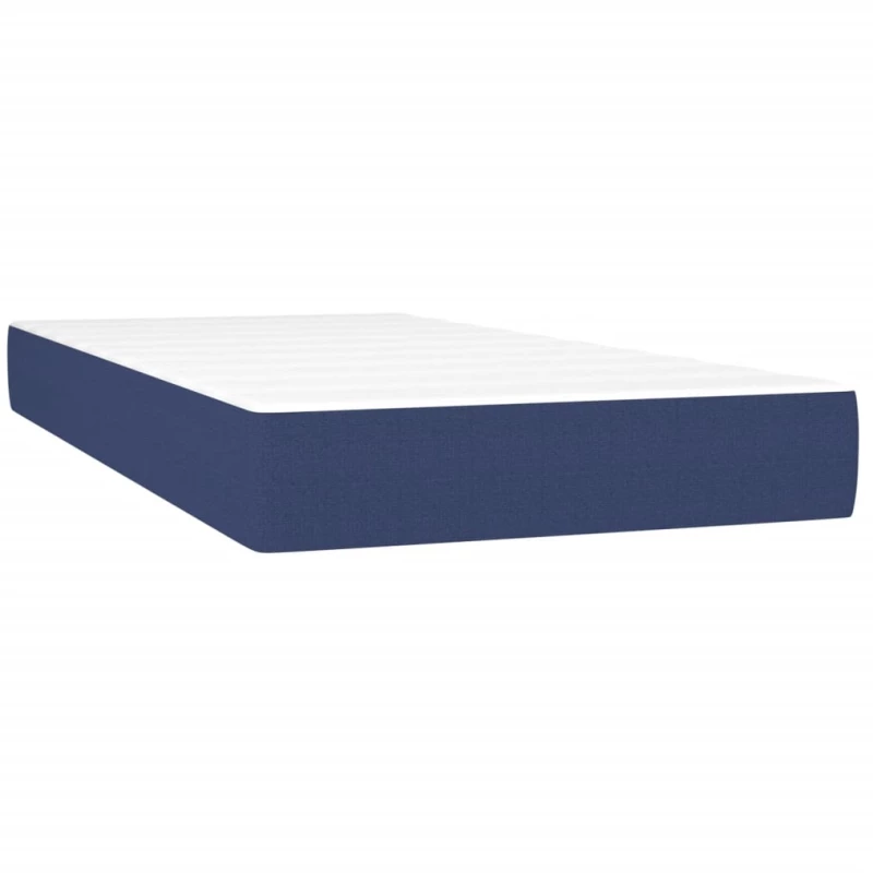 vidaXL Κρεβάτι Boxspring με Στρώμα Μπλε 90x190 εκ.Υφασμάτινο 90 x 190 cm Μπλε