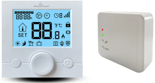 POWERTECH ψηφιακός θερμοστάτης χώρου PT-1046, αερίου, RF, λευκός