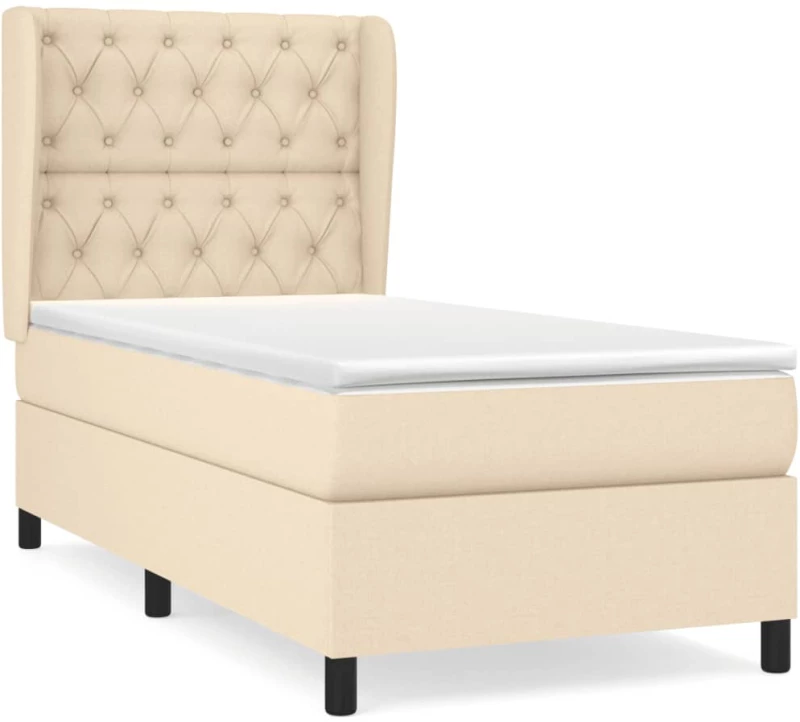 vidaXL Κρεβάτι Boxspring με Στρώμα Κρεμ 80 x 200 εκ. Υφασμάτινο 80 x 200 cm Κρεμ