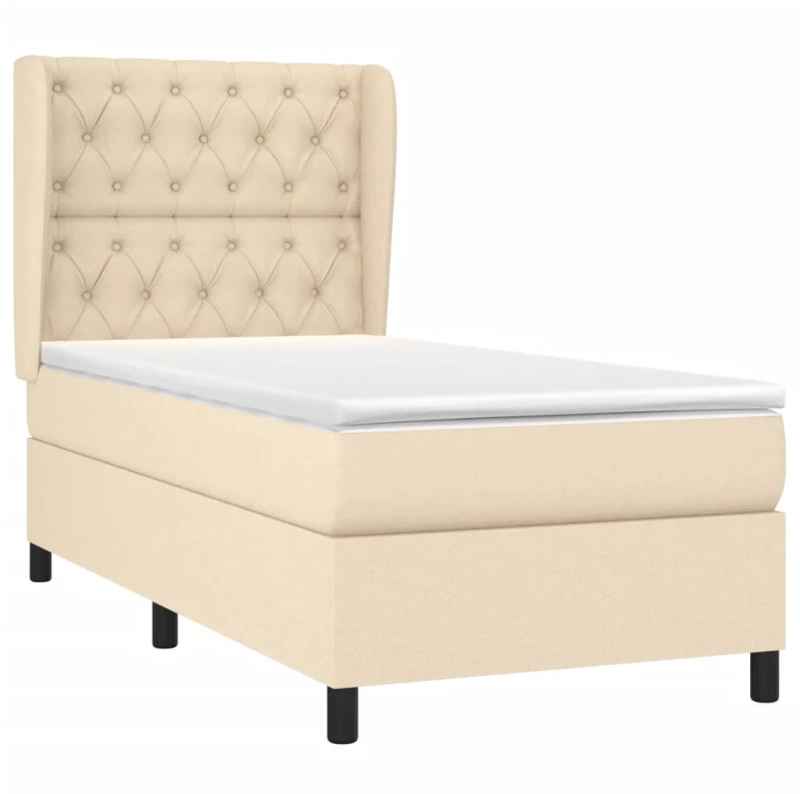 vidaXL Κρεβάτι Boxspring με Στρώμα Κρεμ 80 x 200 εκ. Υφασμάτινο 80 x 200 cm Κρεμ
