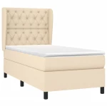 vidaXL Κρεβάτι Boxspring με Στρώμα Κρεμ 80 x 200 εκ. Υφασμάτινο 80 x 200 cm Κρεμ